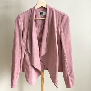 KUT FROM THE KLOTH TATIANA DRAPEY FAUX SUEDE JACKET, SMALL IN PINK